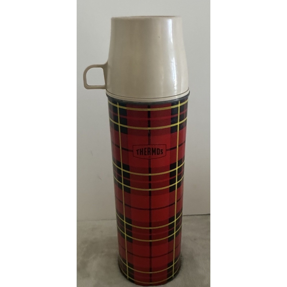 Vintage Thermos King Seeley Bottle Red Plaid No. 2242 1 Quart 1964